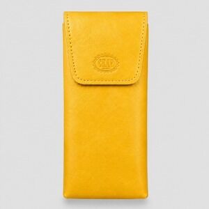 Crap Eyewear Mustard Yellow Vegan Leather Sunglasses Case Magnetic Flap Logo